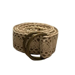 Crochet Beige Wide Belt With Intricate Cut-Out Design Boho Aesthetic